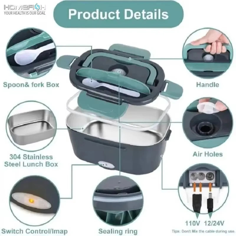 Cordless/Self-heating Electric Lunchbox (Portable, Set-and-forget models)