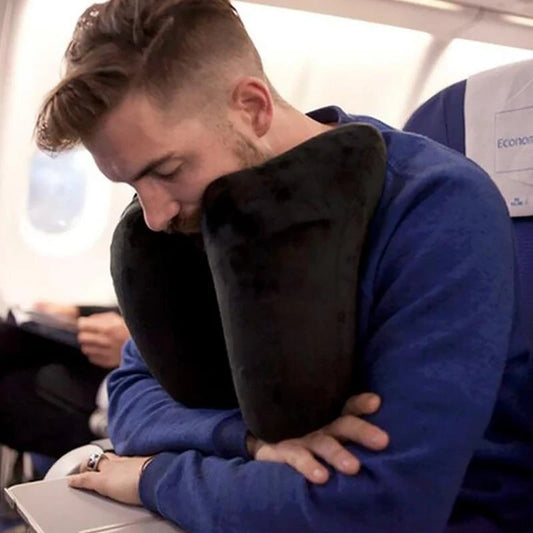 • Travel Neck Pillow with Hoodie – Compact & Comfy