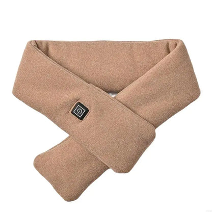Rechargeable heated scarf/Neck-massager scarf (heat + vibration, power-bank designs)