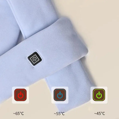 Rechargeable heated scarf/Neck-massager scarf (heat + vibration, power-bank designs)