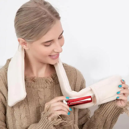Rechargeable heated scarf/Neck-massager scarf (heat + vibration, power-bank designs)